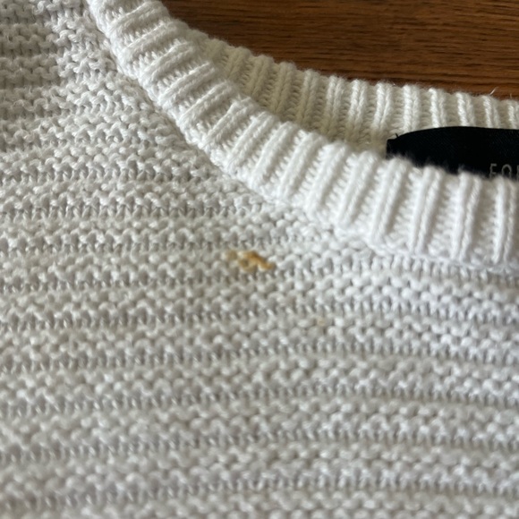 Forever 21 Ribbed White Crew Neck Sweater - Picture 3 of 4